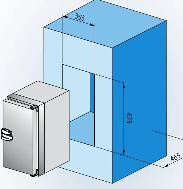 Хладилник Frigonautica FR80RC от неръждаема стомана под плота - W480 D537 H630 cm
