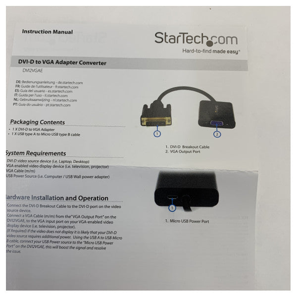 Перетворювач відео DVI-D на VGA з USB живленням - DV12VGAE 