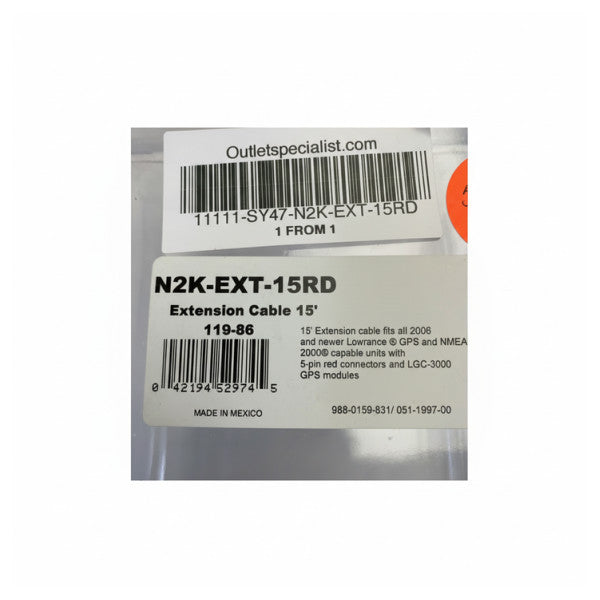 Lowrance N2K-EXT-15RD NMEA 2000 Backbone удължаващ кабел - 4.5м 15ft 