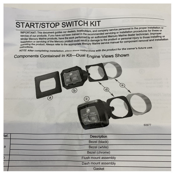 Pannello di avvio-arresto del motore marino Mercury 8M0117137 Dual Engine 