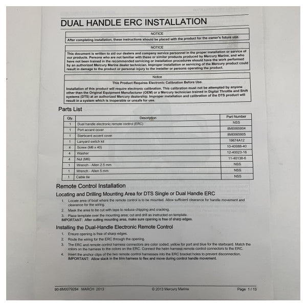 Mercury Marine 8M0079286 DTS Διπλή Κονσόλα Ελέγχου Μηχανής Μαύρη Ηλεκτρονικά 