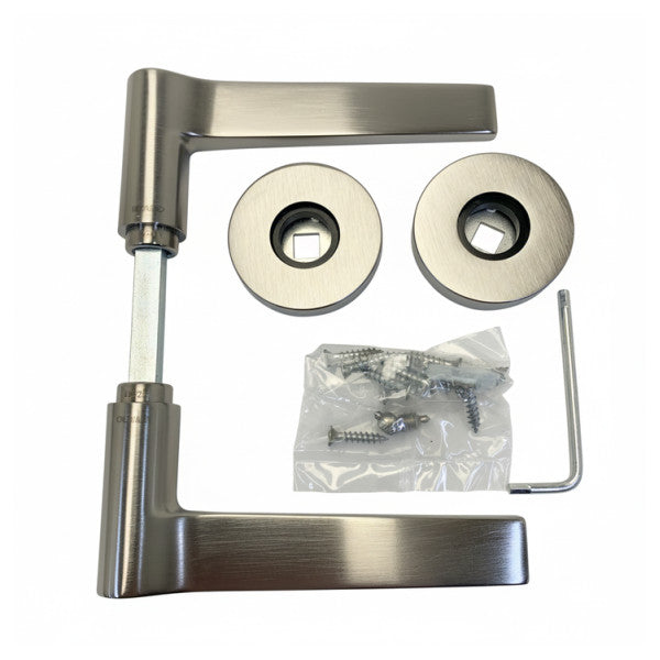 Zestaw klamek do drzwi Olivari Lama M107 z satynowanej stali nierdzewnej 