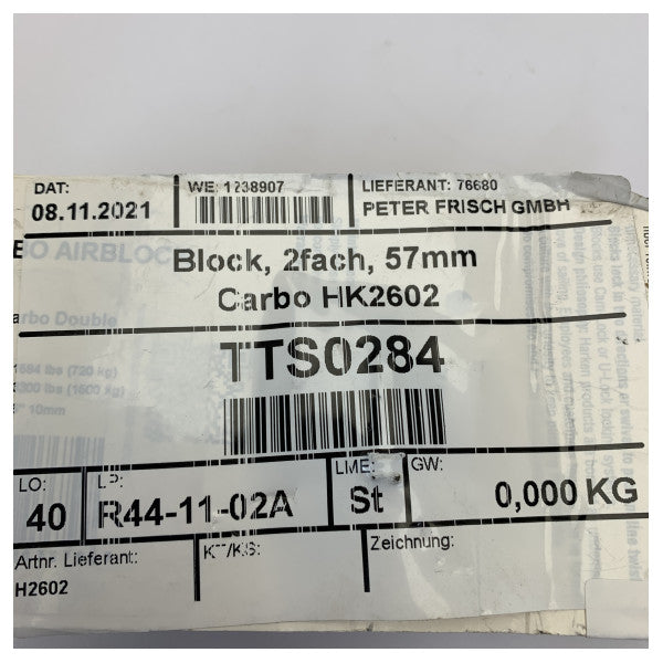 Harken 2602 Carbo Block 57mm Διπλό 10 mm - 1500 KG 