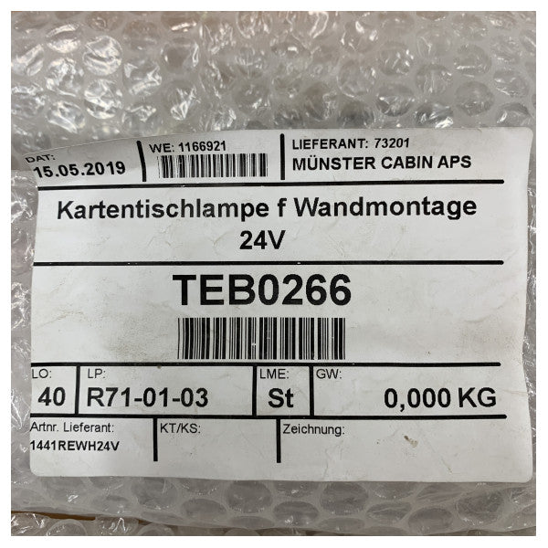 Munster Cabin 24V LED Chart table Adjustable LED Reading Light - 1441REWH24V 