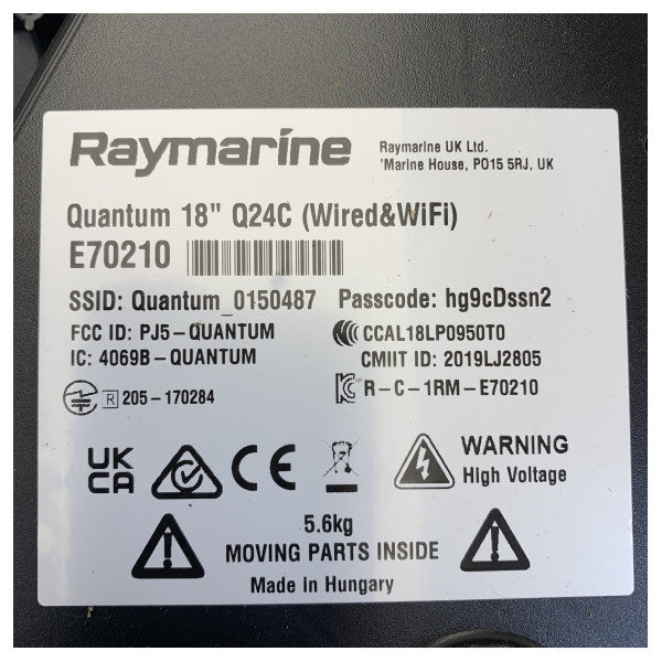Radar CHIRP inalámbrico Raymarine Quantum Q24C E70210 