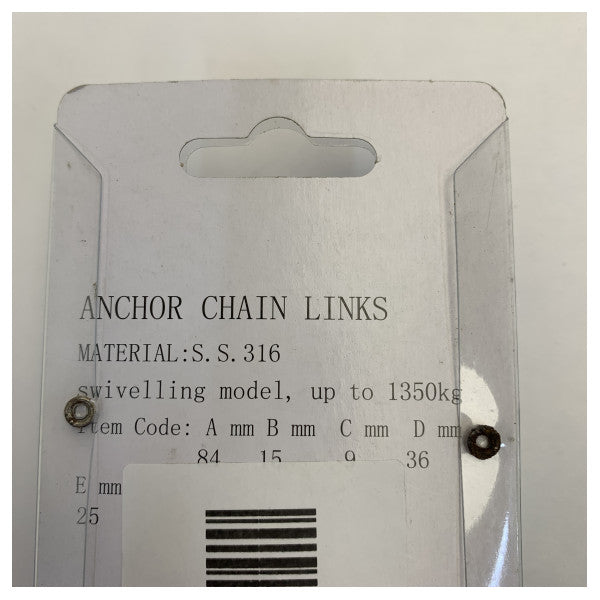 Allpa 078382 Ruostumattomasta teräksestä valmistettu ankkuri kääntölaite 8 mm ketjulle 