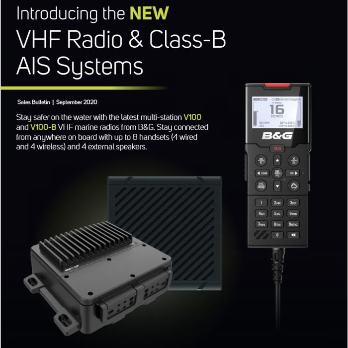 نظام B&G V100-B Blackbox VHF مع جهاز إرسال واستقبال وإستقبال جديد - 000-15793-001