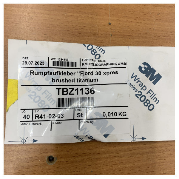 Fjord 38 Xpress -runko decal-tarra hopea - TBZ1136 