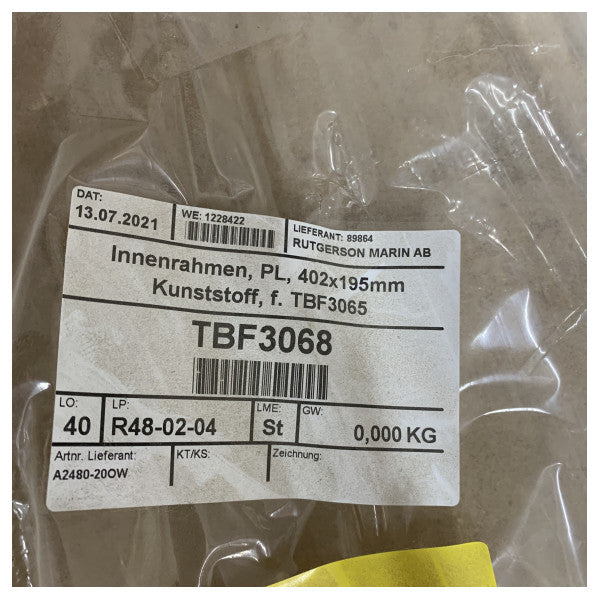 Cornice interna del portello Rutgerson PL402 x 195mm - A2480-20OW 