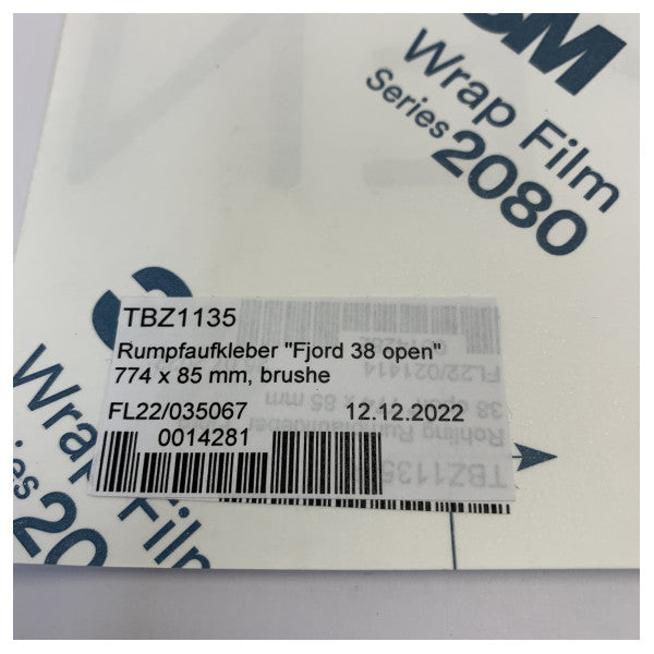 Fjord 38 Open Grey Hull Sticker with Logo and Type - TBZ1135