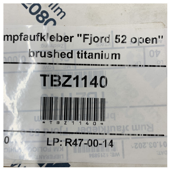 Fjord 52 Open Brushed Antracite Hull Sticker with Logo 771 x 85 mm - TBZ1140