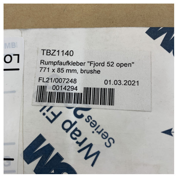 Fjord 52 Open Brushed Antracite Hull Sticker with Logo 771 x 85 mm - TBZ1140