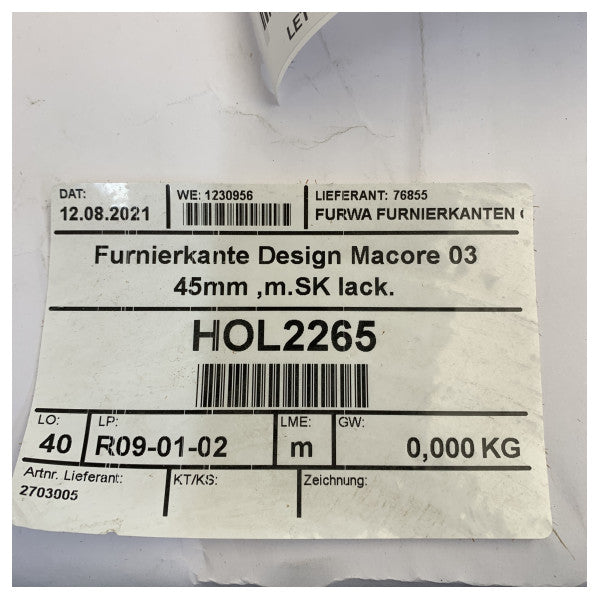 Macore 03 Fanérkantband 45mm Självhäftande Lackad - 130376 
