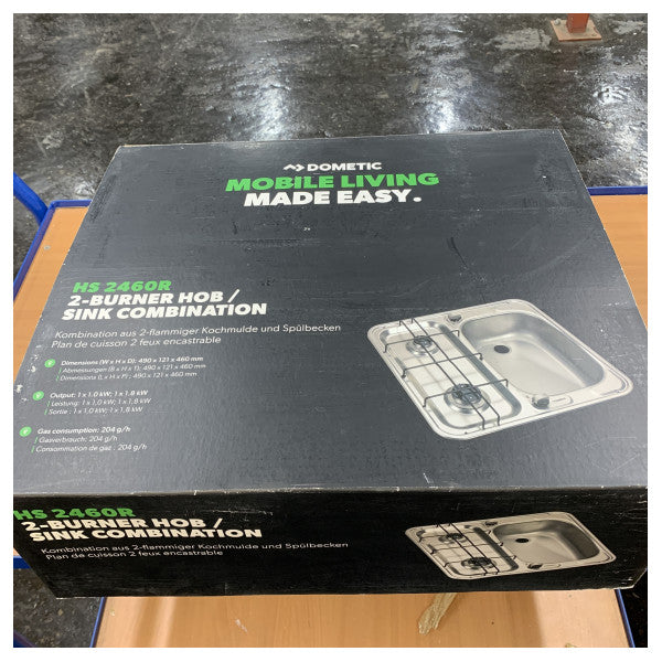 Dometic HS 2460R Stainless Steel Dual Hob and Sink - 9103301752