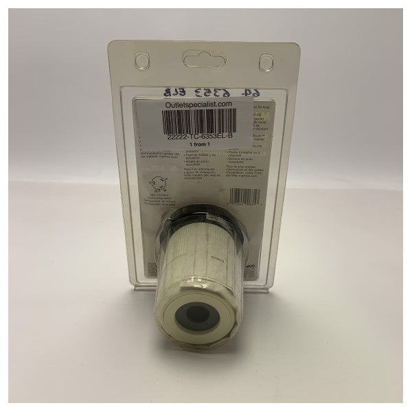 Marinco 50A 125 | 250V shower power inlet white - 6353EL-B