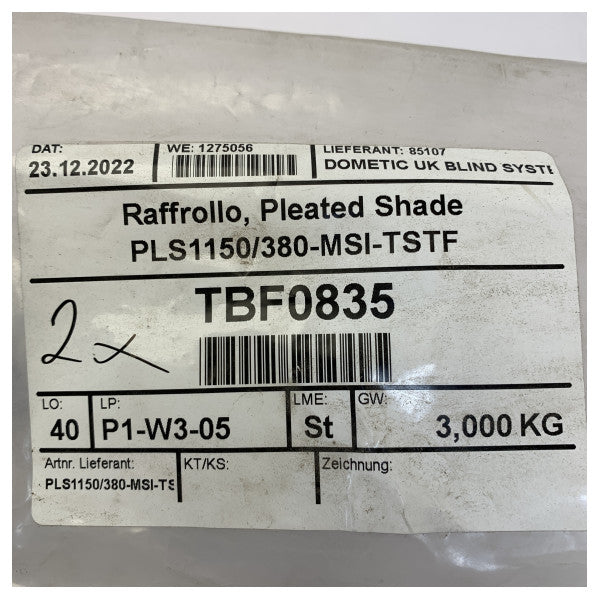 Dometic Cortina plisada PLS 1150/380-MSI-TSTF Cortina enrollable 1150 x 380 mm 