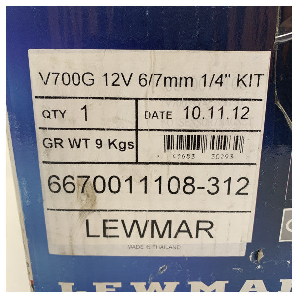 Lewmar V700 12V 6/7mm stainless steel electric anchor winch - 6670011108-312