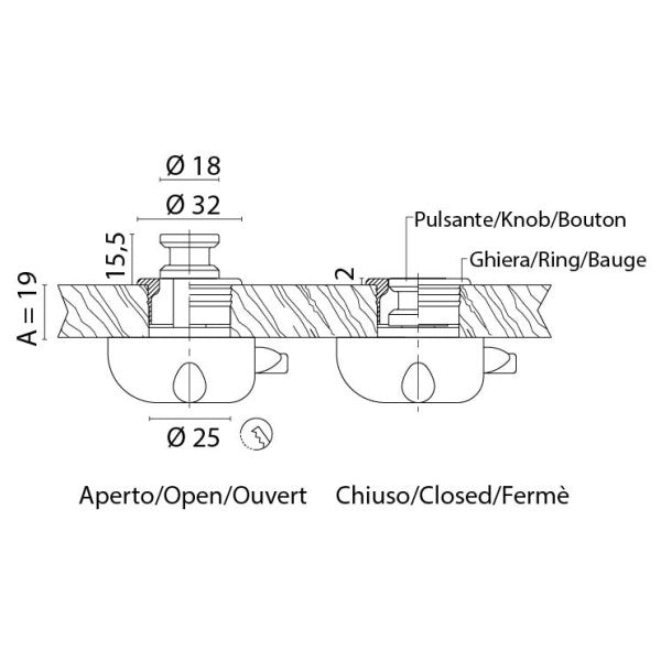 Хромирана ключалка Foresti Suardi 346.C - D32XSP19MM