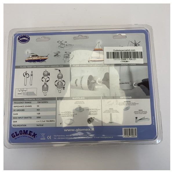 Glomex RA121 Marine VHF Antenne Unit White