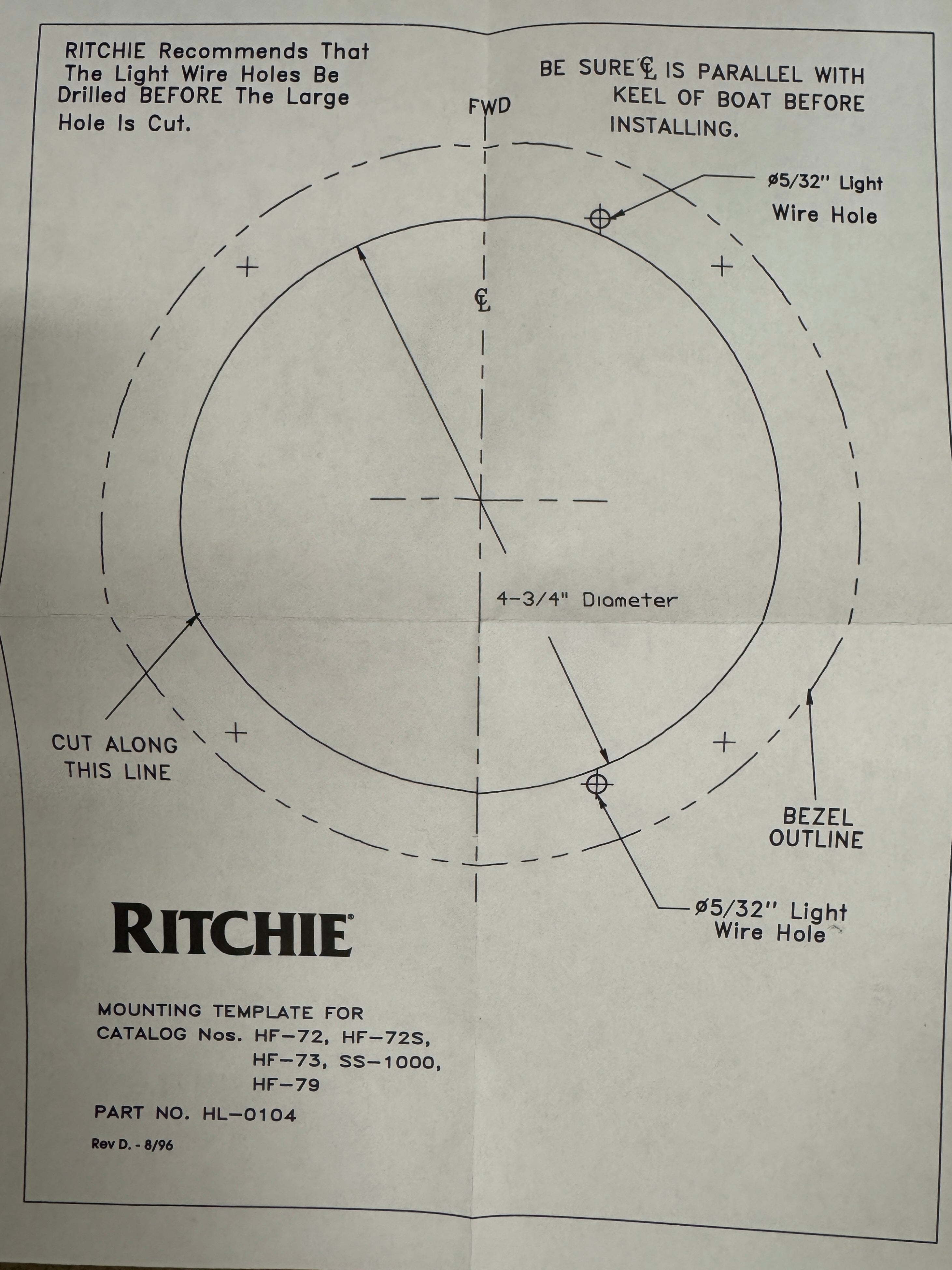 Ritchie Helmsman HF-72 infälld kompass svart