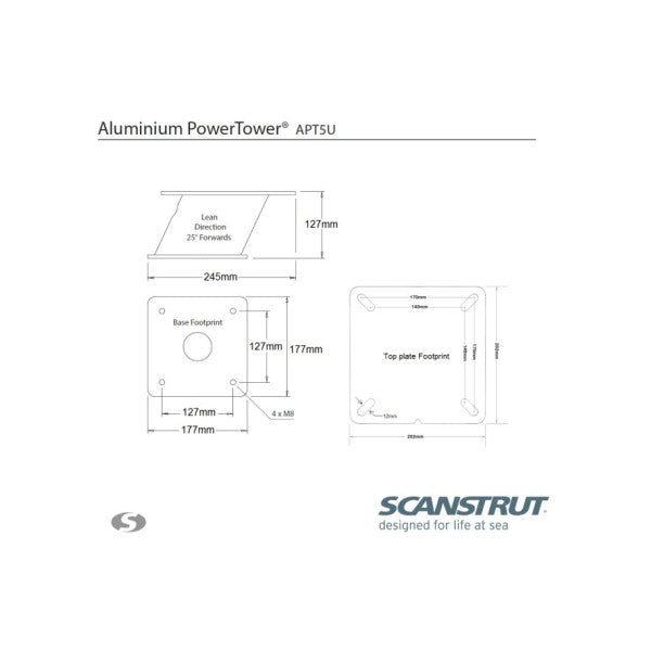 Scanstrut APT5U Universal Radar Power Tower 130mm for 2 kW | 4 KW Radars