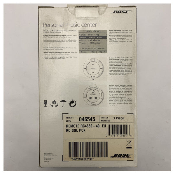 Controlo remoto sem fios Bose RC 48 para Personal Music Center II