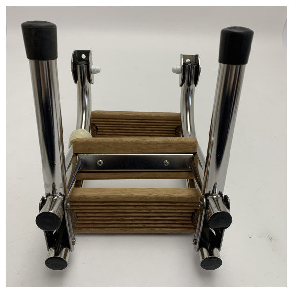 Сходи для підйому на борт Nautinox з нержавіючої сталі, 3 сходинки, складані, з тиковими сходинками - 2046 