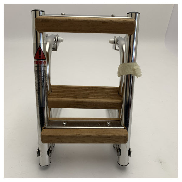 Сходи для підйому на борт Nautinox з нержавіючої сталі, 3 сходинки, складані, з тиковими сходинками - 2046 