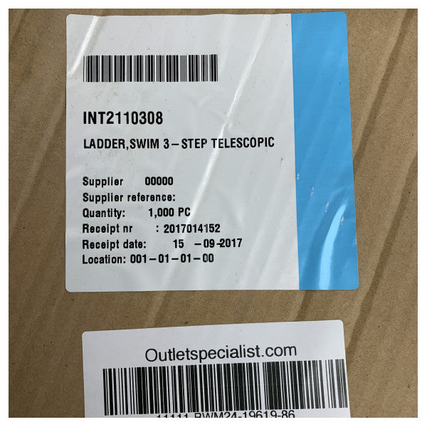 Garlick teleskopisk rustfritt stål båt svømmestige 3 sklisikre trinn - 19619-86 