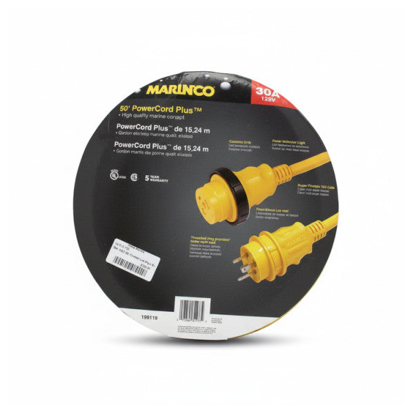 Marinco Shore Power Cable 30A 125V 50ft - 15M - 30A-125V-50