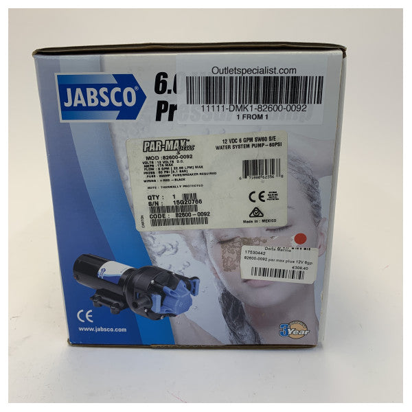 Jabsco 82600-0092 Par Max 6 Makevesipumppu 22.7L/m 12V 