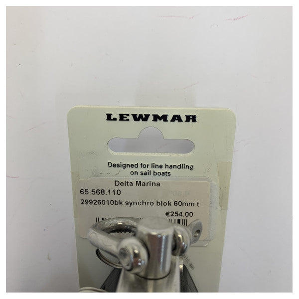 Lewmar 29926010BK 60 mm Synchro Tripple Ritchet Rigging Block with Cleat