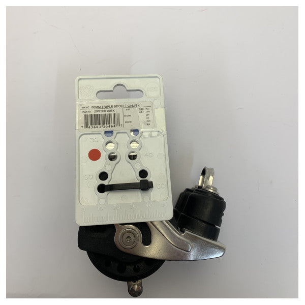 Lewmar 29926010BK 60 mm Synchro Tripple Ritchet Block de gréement avec taquet 