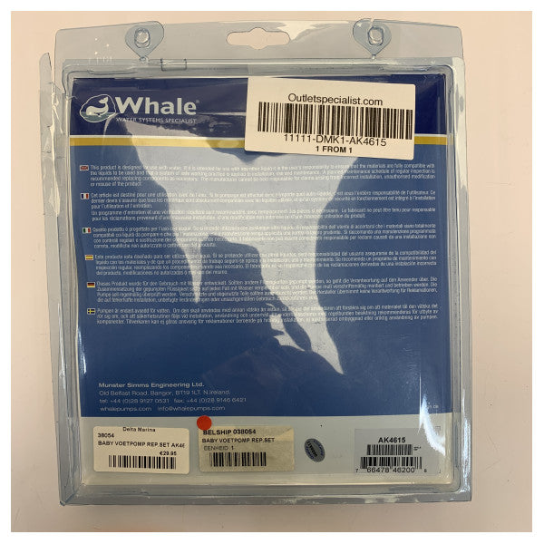 Whale AK4615 servicessats för New Babyfoot marinpump 