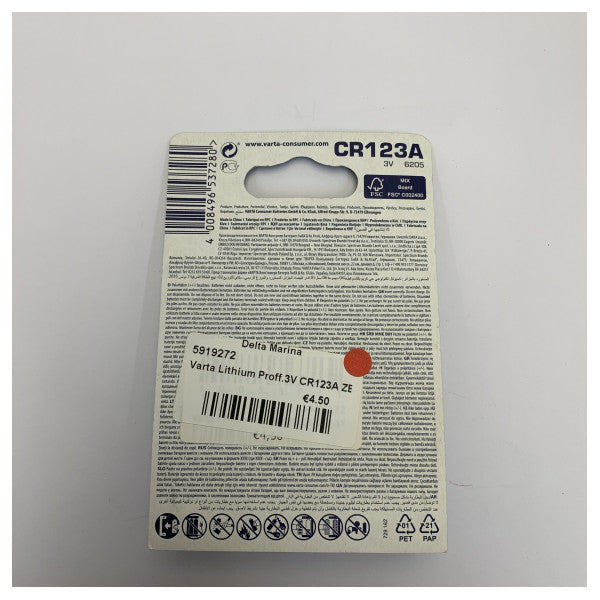 Varta Professional CR123A 3V Lithium Battery High Performance