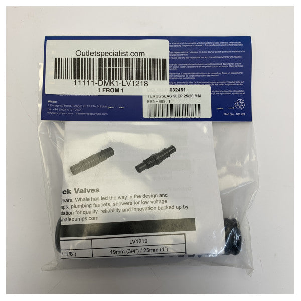 Balina LV1218 Dönüşsüz Vana 25-28 mm Siyah 