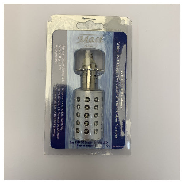 Marine LED Navigasjons Erstatnings Lyspære Lampe BAY15D 50 LED - RB030303 