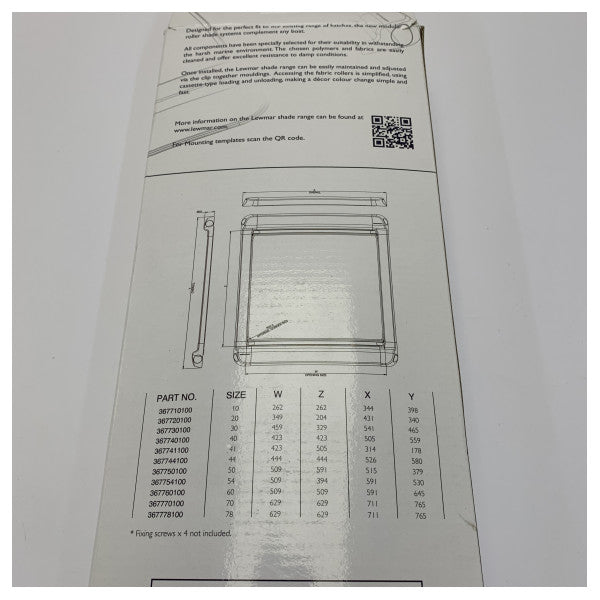 Lewmar 367744100 Størrelse 44 Rulleskjerm for tilgangsluker Hvit 