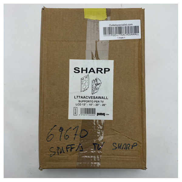 Sharp Universal Heavy-Duty Wall Mount Bracket για τηλεοράσεις LCD 13-26 ιντσών - Ανθεκτική μεταλλική βάση τηλεόρασης με προστασία από τη διάβρωση- L77AACVESAWALL
