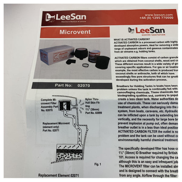 LeeSan 81103001 Marine filter za uklanjanje mirisa iz spremnika otpadne vode 