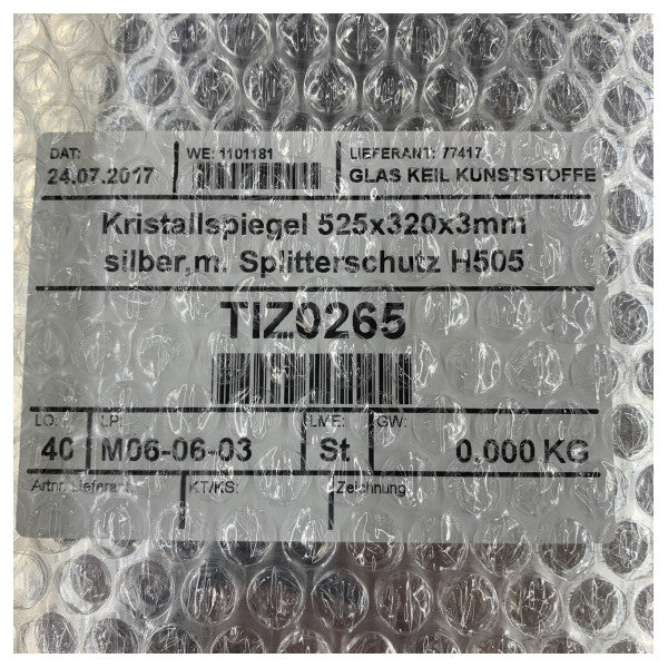 Hanse Yachts Espelho Crystal 525x320x3mm Prateado com Proteção contra Estilhaços - TIZ0265 