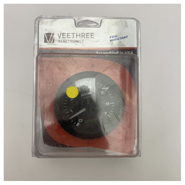 Veethree 3 inch engine tachometer black 7000 RPM - 70604FE