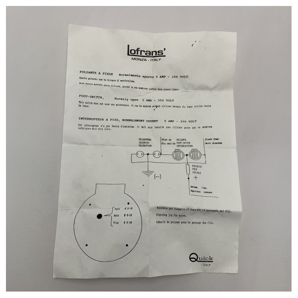 Lofrans elektrisk fotbrytare för ankarspel med solenoid 12V - 71816