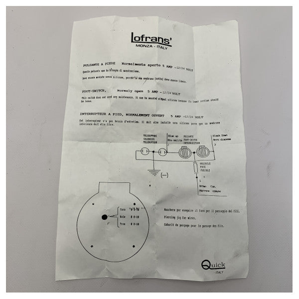 Interruptor de pie eléctrico de Lofrans para Windlass con solenoide 24V - 71818