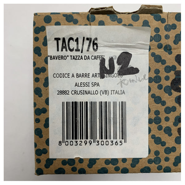 Alessi posliiniset kahvimuki TAC1/76 - Tyylikäs astianpesukone- ja mikroaaltouuninkestävä 