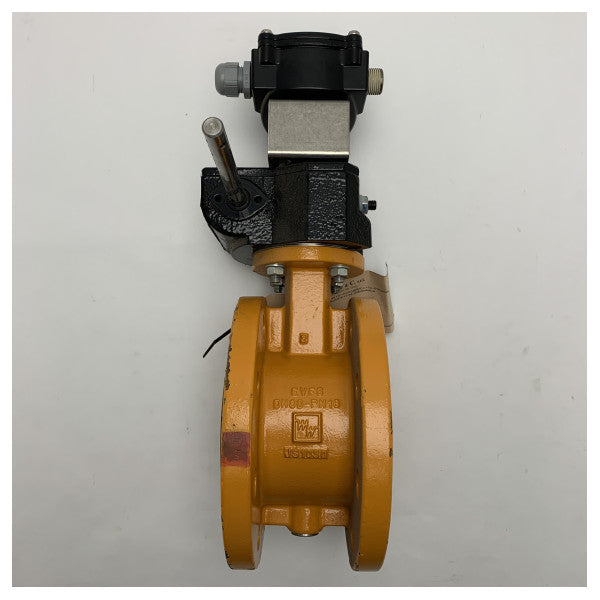 Hochwertige doppelt gekröpfte Absperrklappe DN80 für Marine- und Offshore-Anwendungen mit Positionssensor