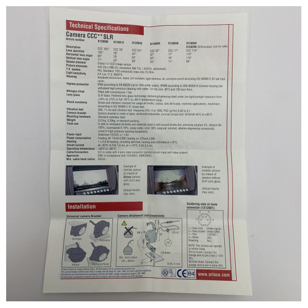 Orlaco Color Camera 0120040 CCC 17 Degree SLR 12V/DC - Marine Security Camera 