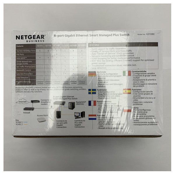 The Netgear GS108E 300PES is an Ethernet hub with 8 ports.