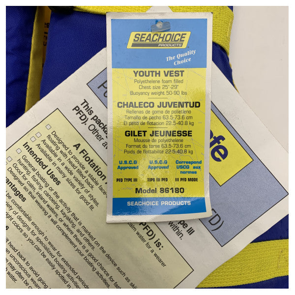 Nuorten Premium Seachoice-pelastusliivi - USCG-hyväksytty PFD III, säädettävä, kestävä ja mukava merenkulun turvaliivi