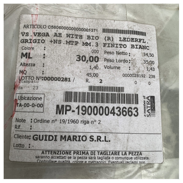 Vega AE BioCote Δερμάτινη Επένδυση Γκρι 3962 32M 